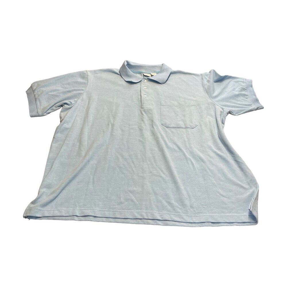Haband Polo Shirt Men's 2X Blue Polyester Golf Performance Short Sleeve Collared